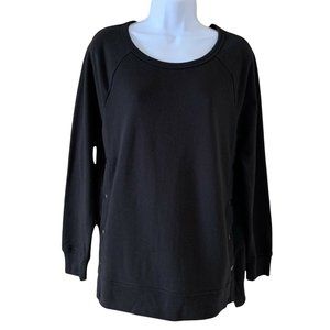 Gap Women Crewneck Sweatshirt Side Snap Button Closure Black Color Size Medium